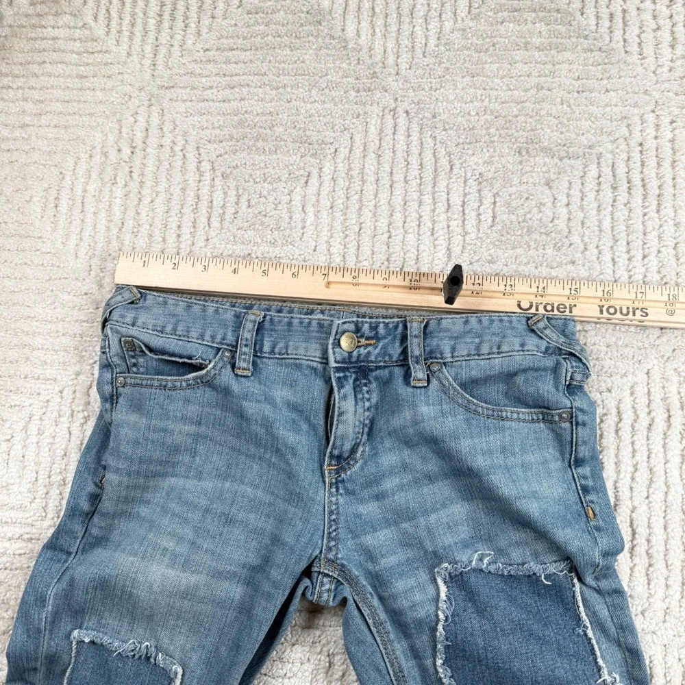 Free People Patchwork Skinny Jeans Womens 27 Blue Festival Distressed Boho Indie